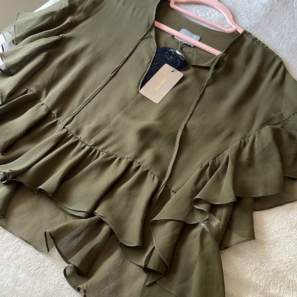 SOLD- RACHEL COMEY Floater Silk Blouse in Olive - Picture 11 of 11